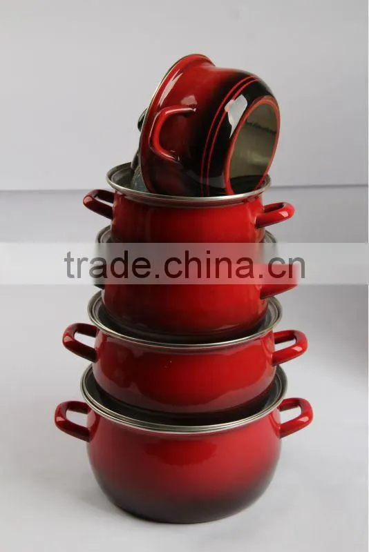 Nice enamel casserole with normal and hollow handle