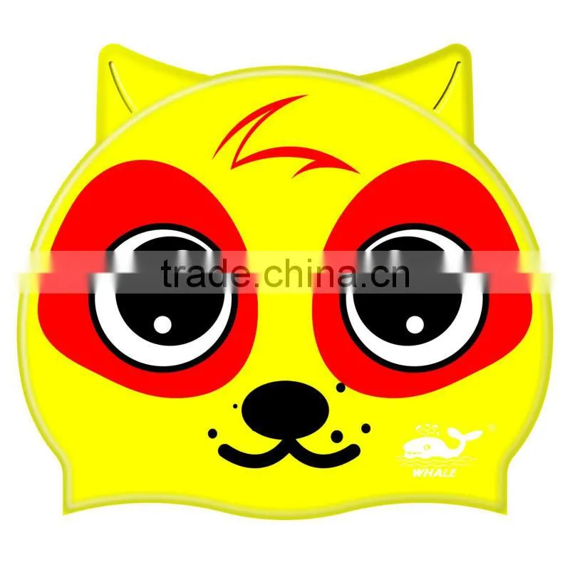 Kids Catoon swim cap with 100%silicone, Animal swim cap