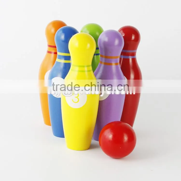Wholesale mini wooden kids bowling playing set colorful children wooden bowling set toys W01A293