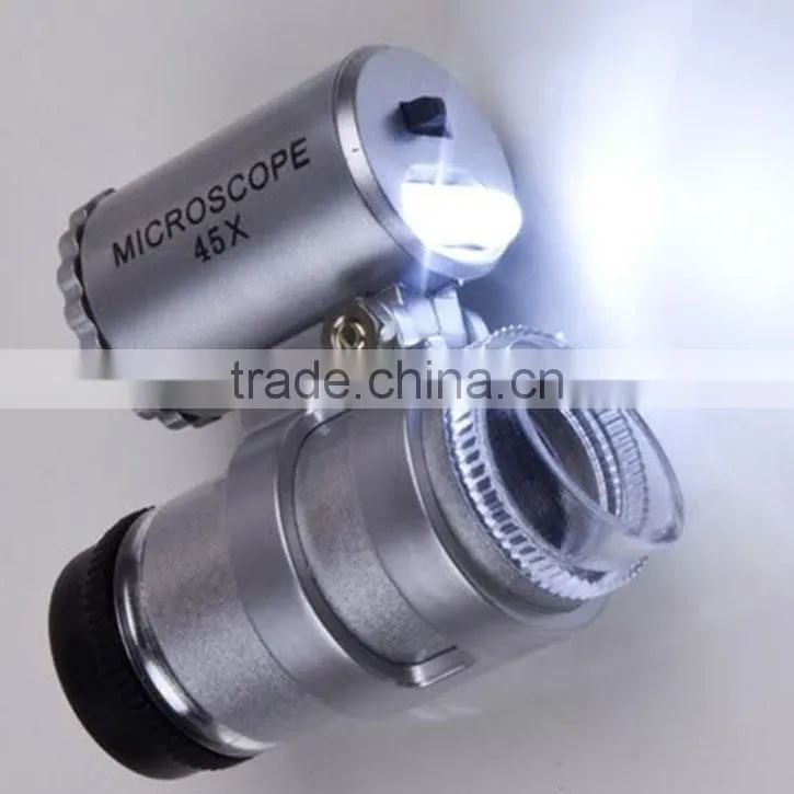 Brand new 45x mini adjustable portable microscope with 2 LED