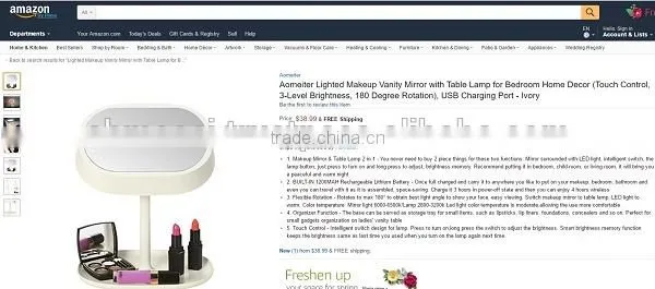 Lighted Makeup Vanity Mirror with Table Lamp for Bedroom Home Decor
