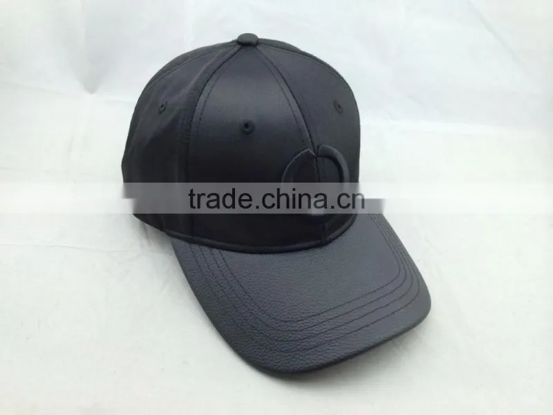 custom fashion leather baseball cap with 3d embroidery