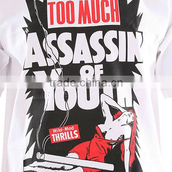 Wholesale white cotton silk print short sleeve blank cotton t shirt