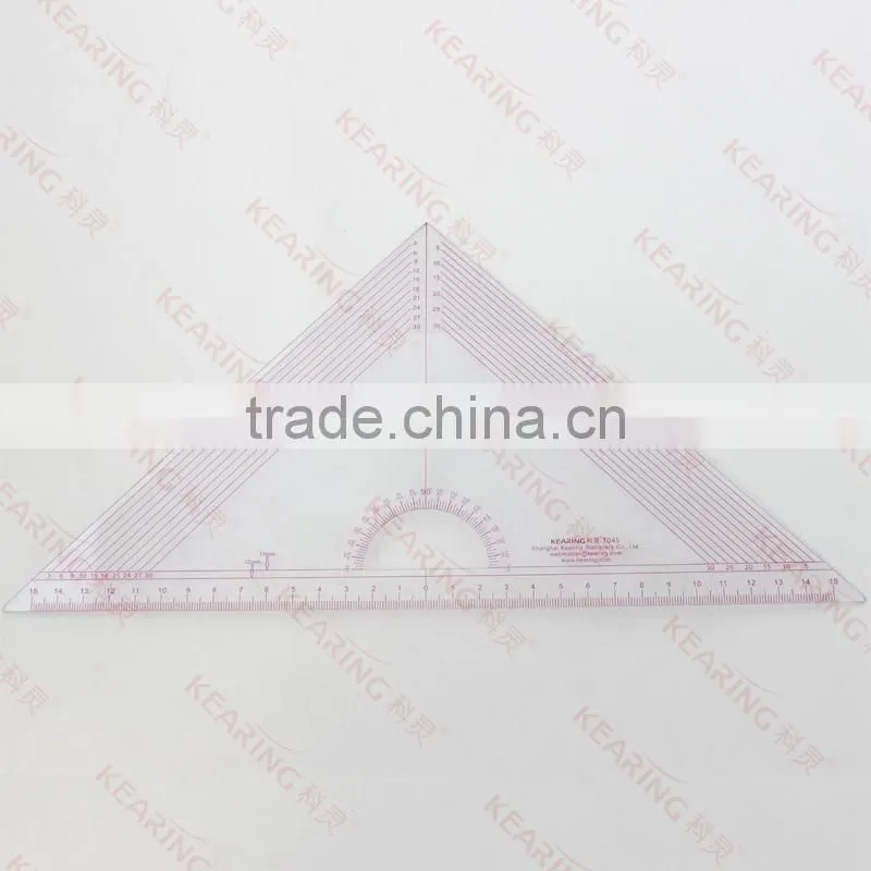 Kearing Chinese Manufacture Triangular Ruler 30cm Bevel length With Protractor # T045