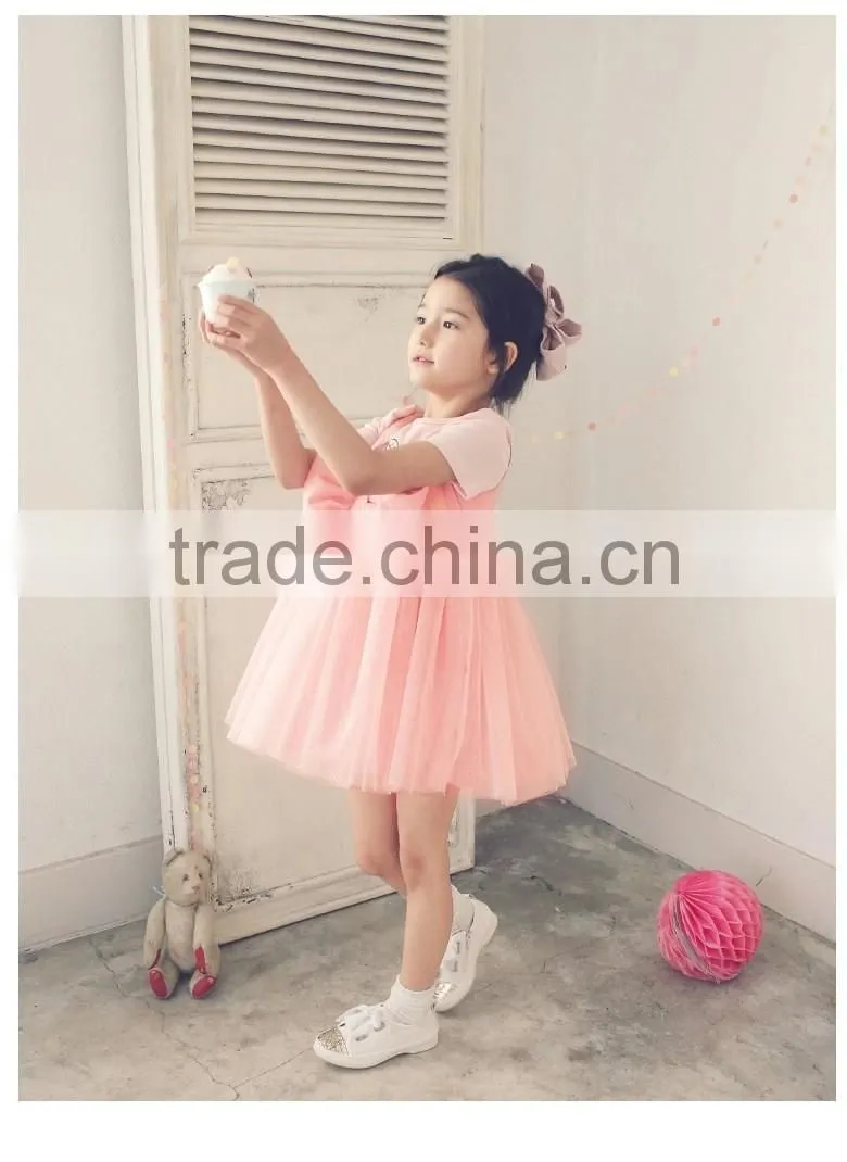 New Fashion baby Girl Dress Pink Party Children Dress For Summer