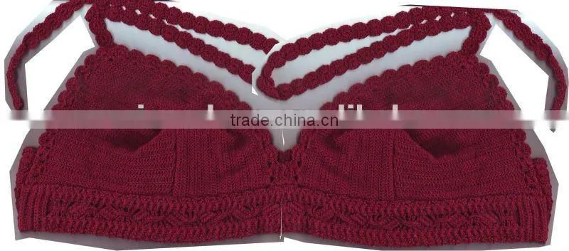 crocheted bra,red bra, big nylon bra