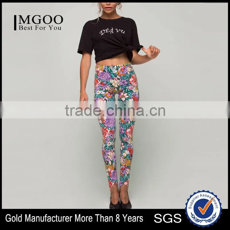 Flower Print Sublimation print Fashion Leggings Polyester Spandex Strech Legging High Waist Foot Pants