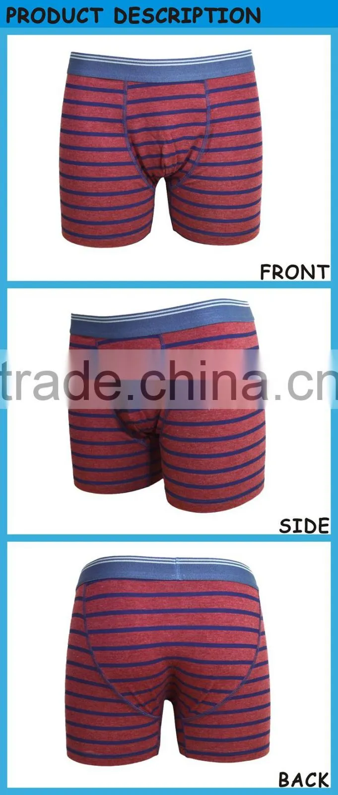 Comfortable Breathable Men Boxer Shorts Cotton Spandex Stripe Men's Underwear