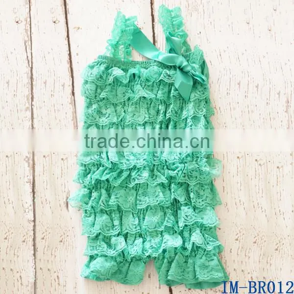 Boutique Remakes Newborn Baby Girls Pink Lace Ruffles Rompers with Bow IM-BR010