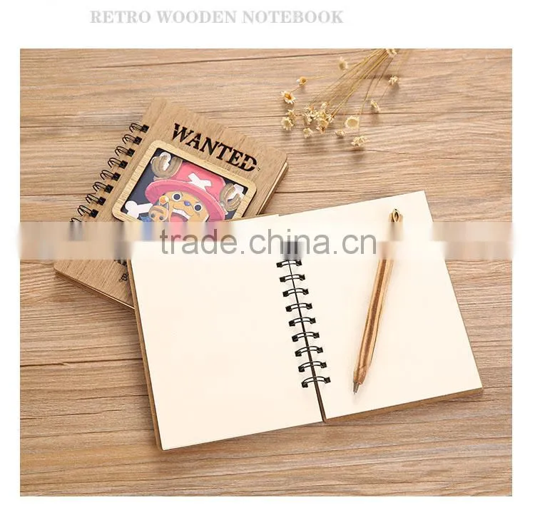 One Piece Luffy Cartoon Wooden Birthday Gift Anime Notebook For Student