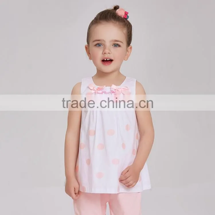Custom Polka Dot Print Front Lace Sleeveless Undershirt for Girls