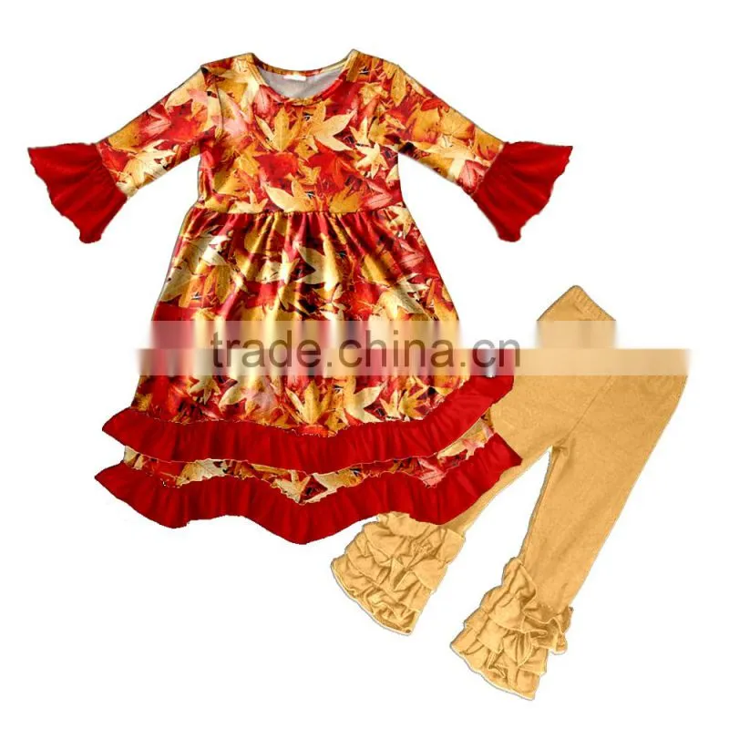 2017 New Style Halloween Holiday Clothes Sets Pumpkin Remake Frock Designs Baby Girl Boutique Clothing Sets