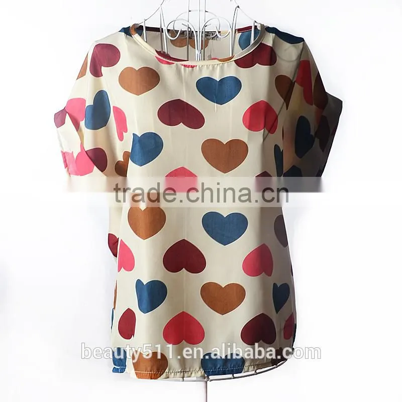 Short sleeved large print chiffon jacket shirt SD103