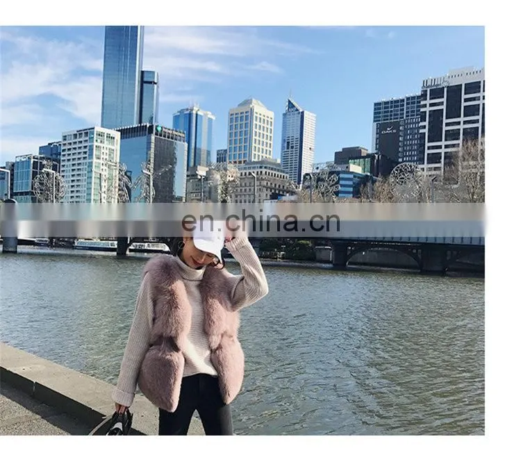 Factory Wholesale Fashion New Style Classical Pattern Lady Fur Waistcoat Fur Gilet Fox Fur Vest