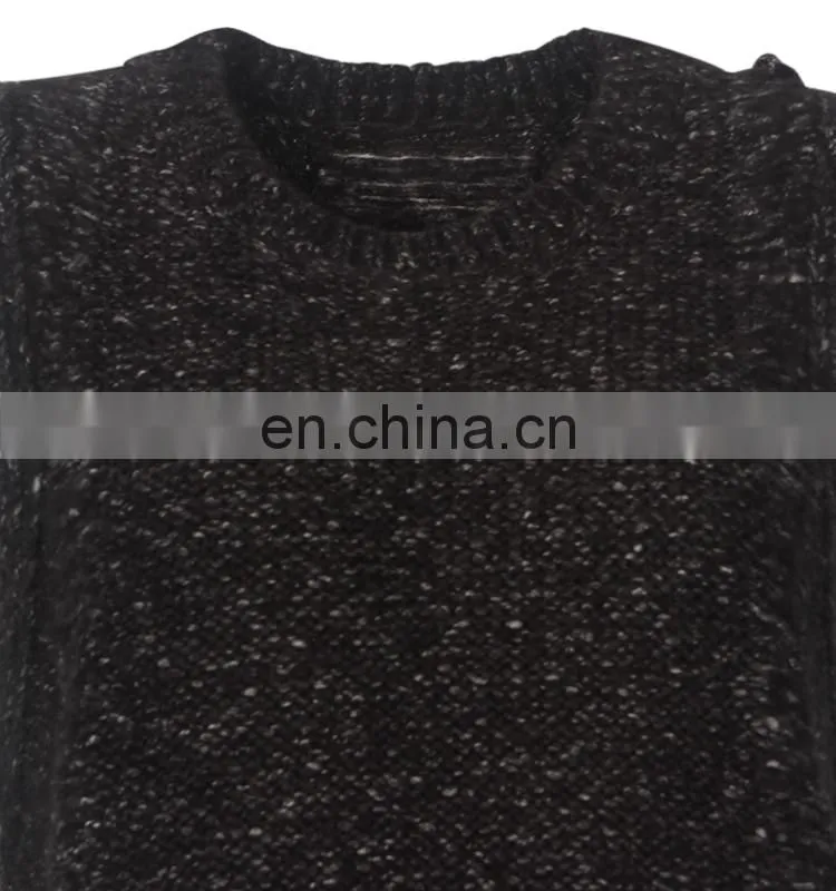knitwear women black sweater dress distressed vest