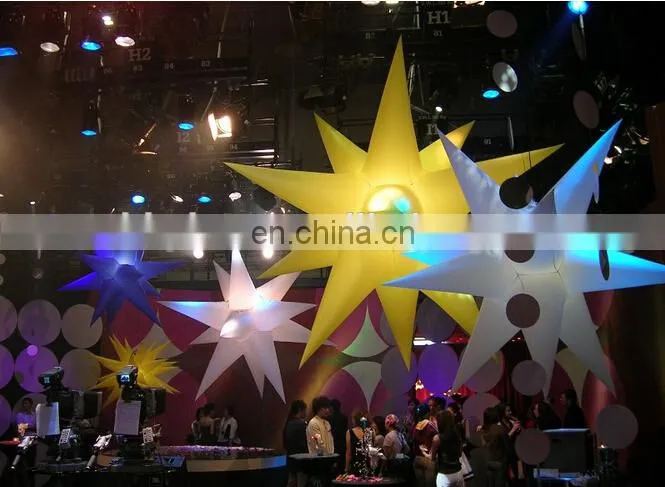 Best selling muti-color LED inflatable hang star, christmas decoration lighted star, LED wedding star for sale