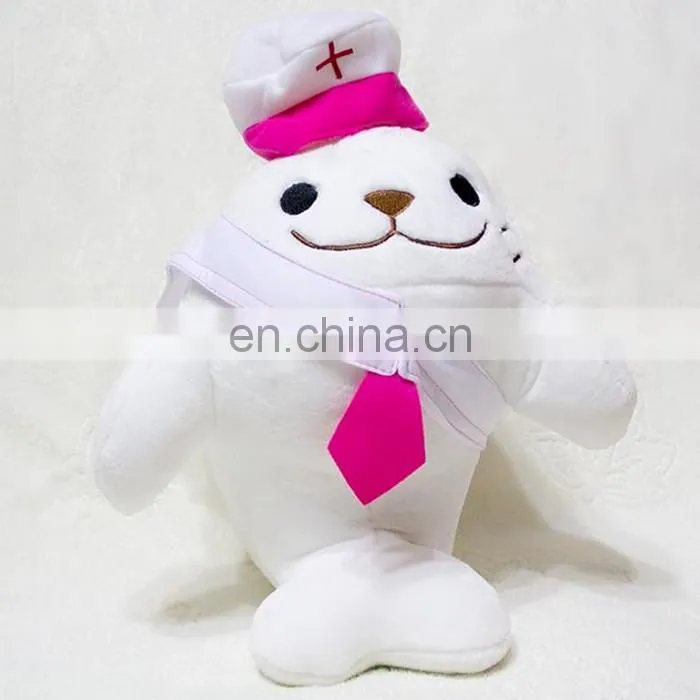 custom white nurse smill dollphin plush stuff toy