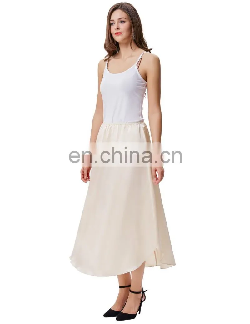 Kate Kasin Women's 35" Comfortable Champagne Satin Waist Slip Half Slip Undergarment KK000264-2