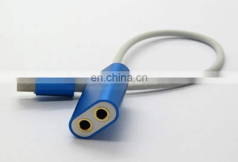Metal Type C USB C Male to Dual 2 3.5mm Female Splitter Audio Cable