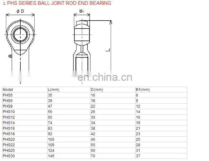 POS8 PHS8 8mm Male Rodend Bearing M8 Right Hand Steel/Brass M8x1.25