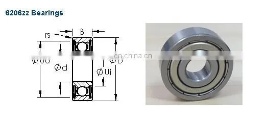 Deep groove ball bearing 6206zz washing machine bearing 6206 zz 30x62x16