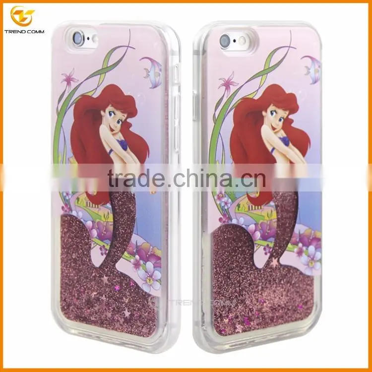 for iphone 6 plus mermaid printed 3d quicksand tpu phone case