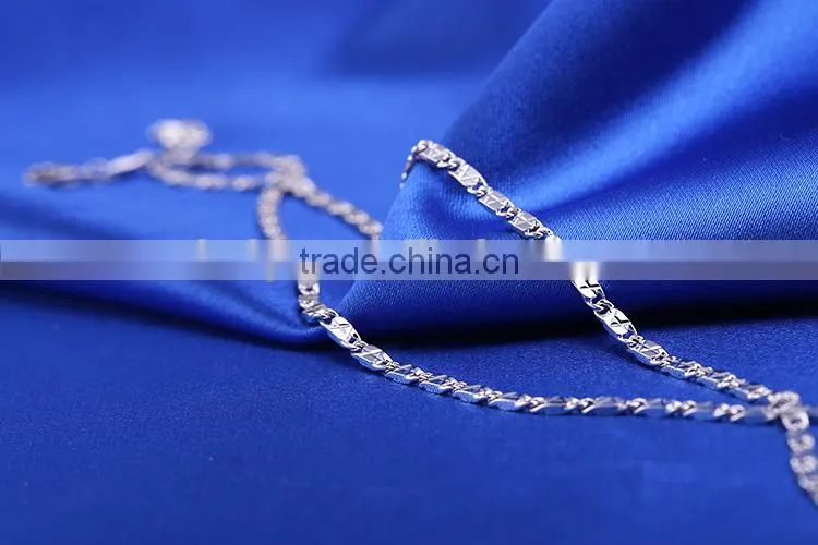 2015 funky chains rhodium plated brass diamond cut chain necklace jewellery