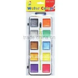 12 COLORS METALLIC WATER COLOR DAMP DRY WITH A PAINTBRUSH AND PALETTE NON-TOXIC