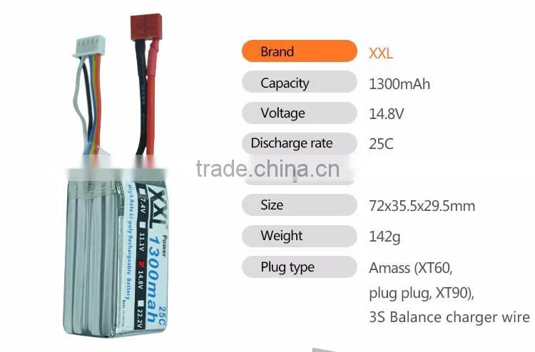 XXL 25C 1300mAh 4S 14.8V lipo battery batteria akku packs with accumulators rc helicopters Toys & Hobbies