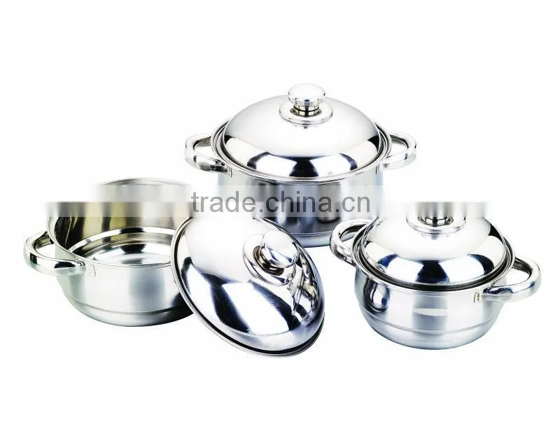 Stainless steel cookware set 3pcs belly casserole set