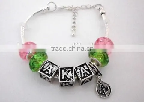 Customized AKA pink and green for Sorority and Fraternity AKA Heart cuff Banglet Jewelry