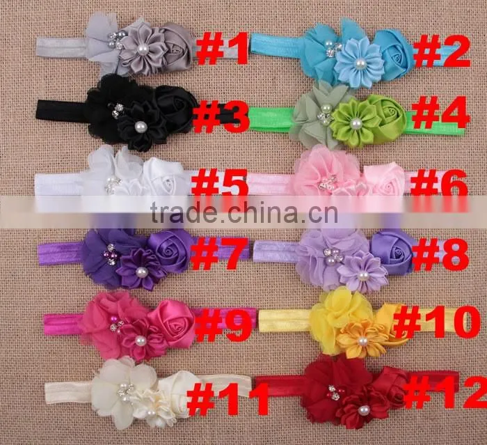2016 Baby girl hair accessories various flower elastic headband for kids handmade baby headbands