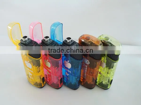 Fashion electric transparent printing logo refill valve cigarette lighter with flashlight