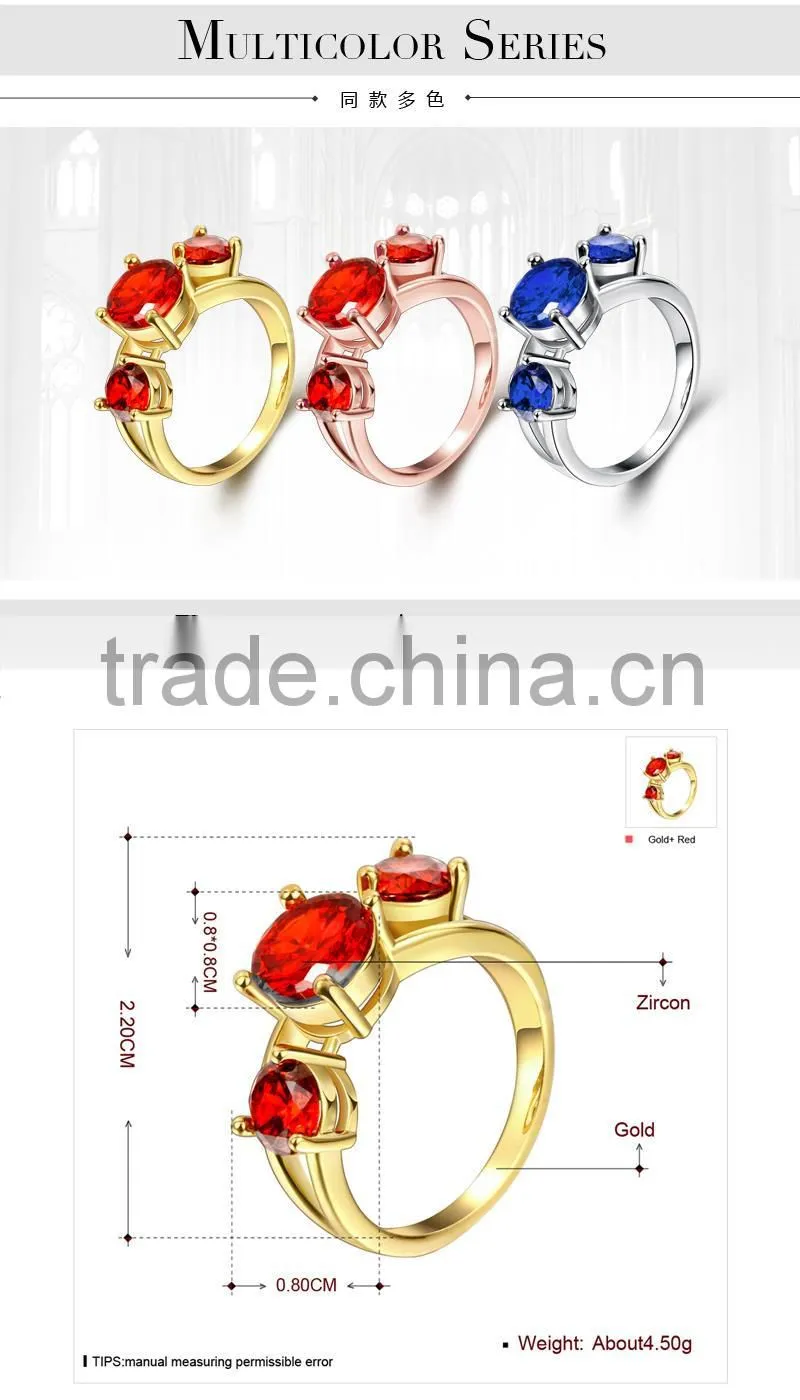 Beautiful three big red stone ring for women