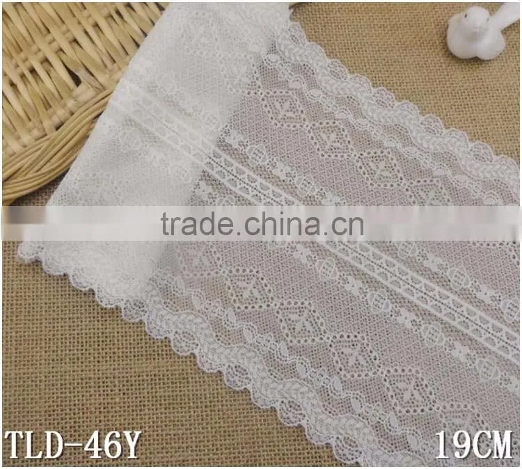 Factory in Stock 7.48" Lace,19cm New Design Eslatic White Women Inner Underwear Nylon Fashion Warp Knitted Lace
