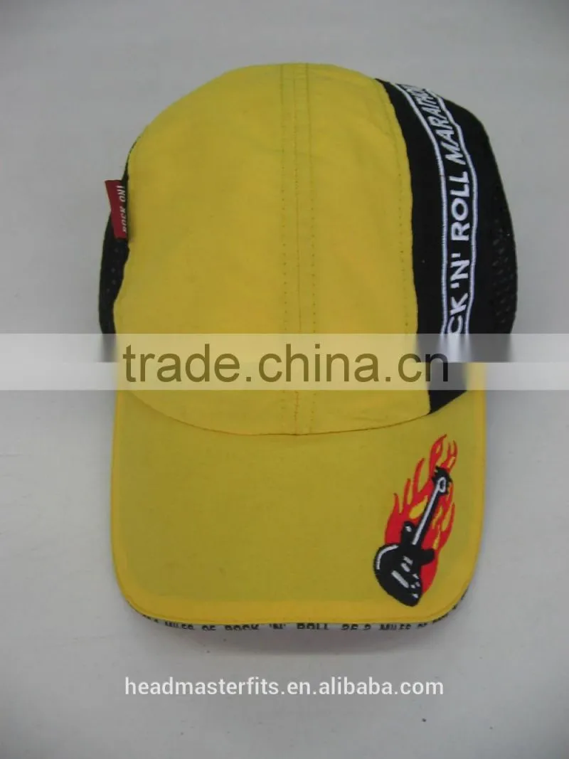 Custom Nylon Promotion Baseball Cap with hole 4 panel Short Bill Baseball hats Short Bill Mesh Beach Hat For Man