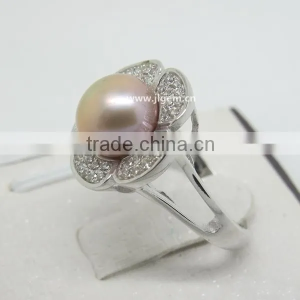 Elegance Pearl Flower 925 Sterling Silver Ring Jewelry For Fashion Party