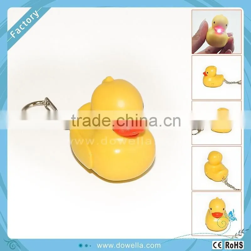 Yellow duck shape LED flashing keychain/duck keychain with light