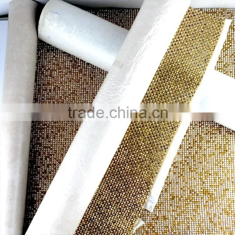 Whlesale Silver Aluminum Setting Hotfix Crystal Trimming 120*45cm Transfer Rhinestone Roll Mesh for DIY Decoration