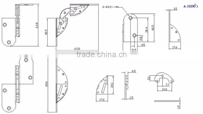Made In Taiwan Hot Sale 18 mm Wood 90 Degree Dining Table Top Hinge