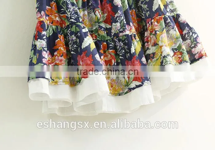 100% cotton floral printed fashion lady dress