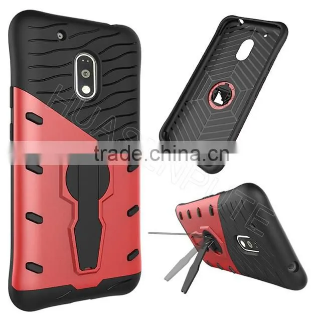 Heavy Duty Armour Shock Proof Hard Case Cover With Stand For Moto G4 Play