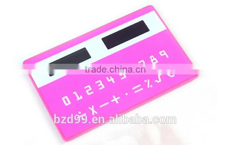 Solar Powered Gift Items/ Porket Mini Card Shape Solar Unique Calculator/ Electronic Gift Logo Custom Printed OEM Manufacturer