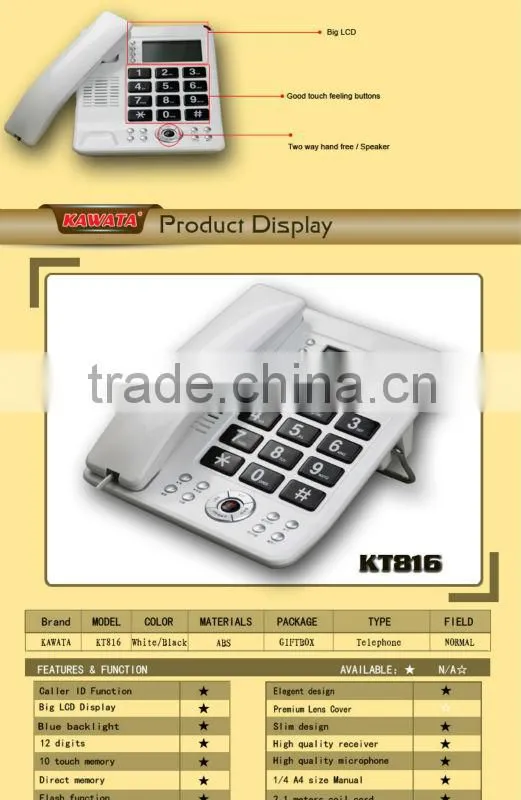 Factory direct remote control handsfree landline telephone set