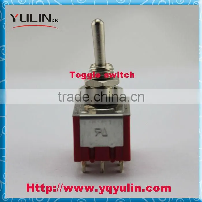 YULIN 9Pins Red Base Mini ON OFF ON 3Amp 125Vac 3-Way Toggle Switch