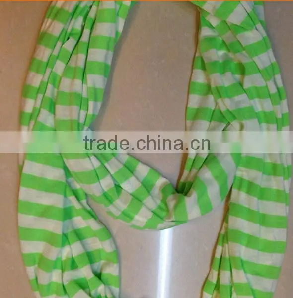 Color Striped Infinity Scarf Single Loop Scarf Stripe Jersey Knit for Men and Women