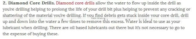 drill glass granite marble high performance core drill bit