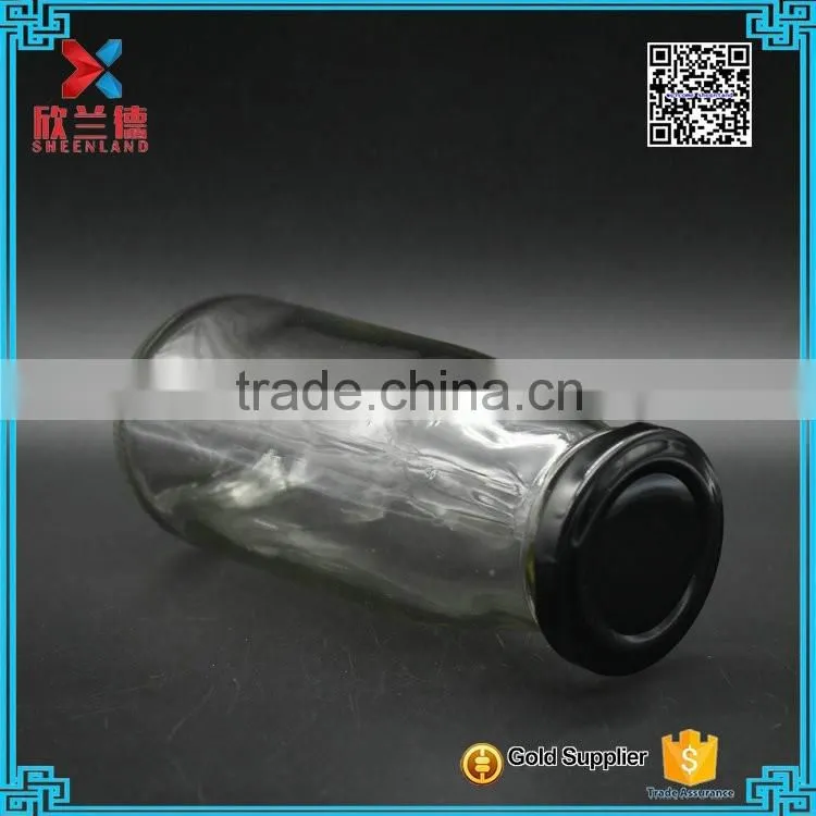 hot sale glass milk drinking bottle with metal tin lid wholesale