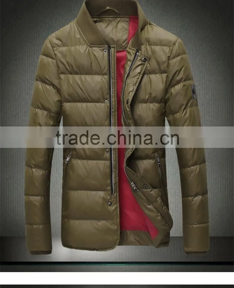 Custom 2015 menswear new feather coat in winter Eiderdown outerwear men's down jacket casual jacket men suit