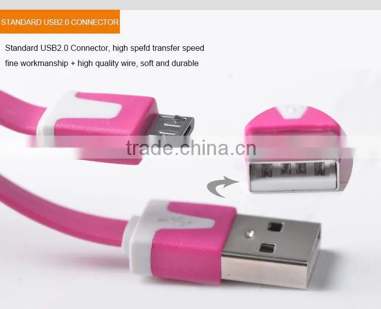 1M Colorful Noodle usb micro cable for Blackberry